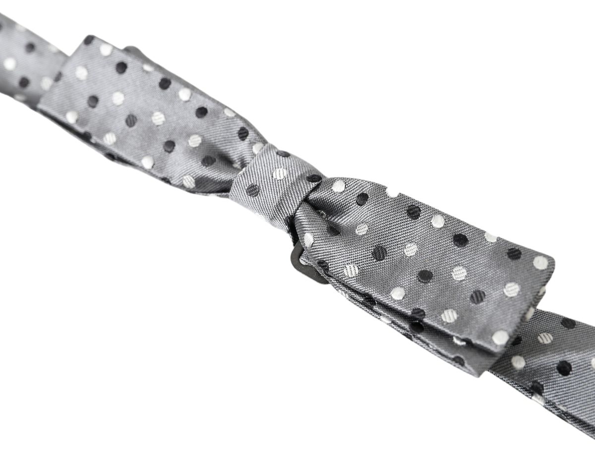 Nœud papillon ajustable en soie à pois gris Dolce &amp; Gabbana pour homme
