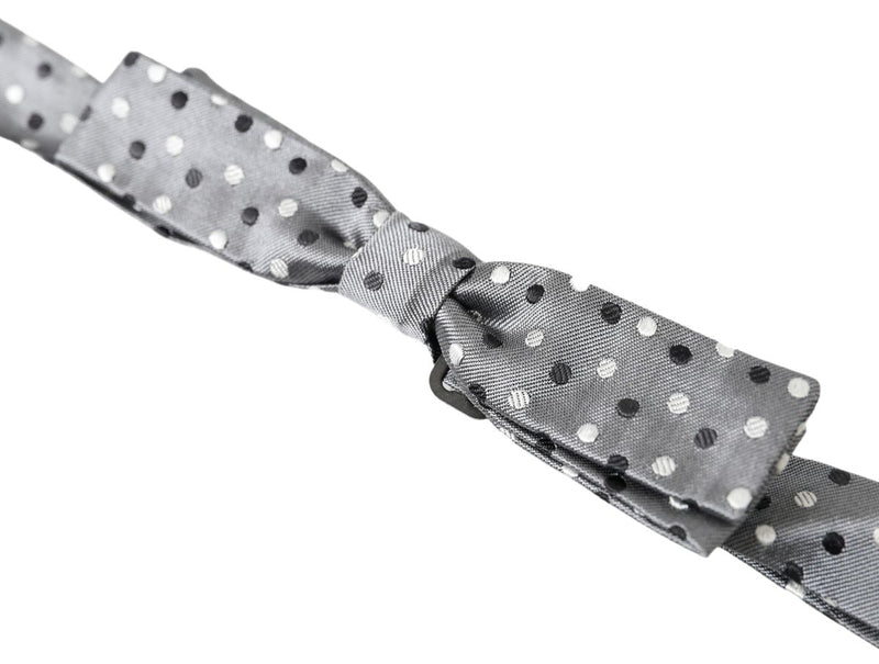 Dolce &amp; Gabbana Grijze Polka Dot Zijden Verstelbare Herenhals Papillon Strik