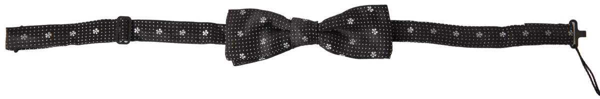 Nœud papillon ajustable en soie noire à motifs Dolce &amp; Gabbana pour homme