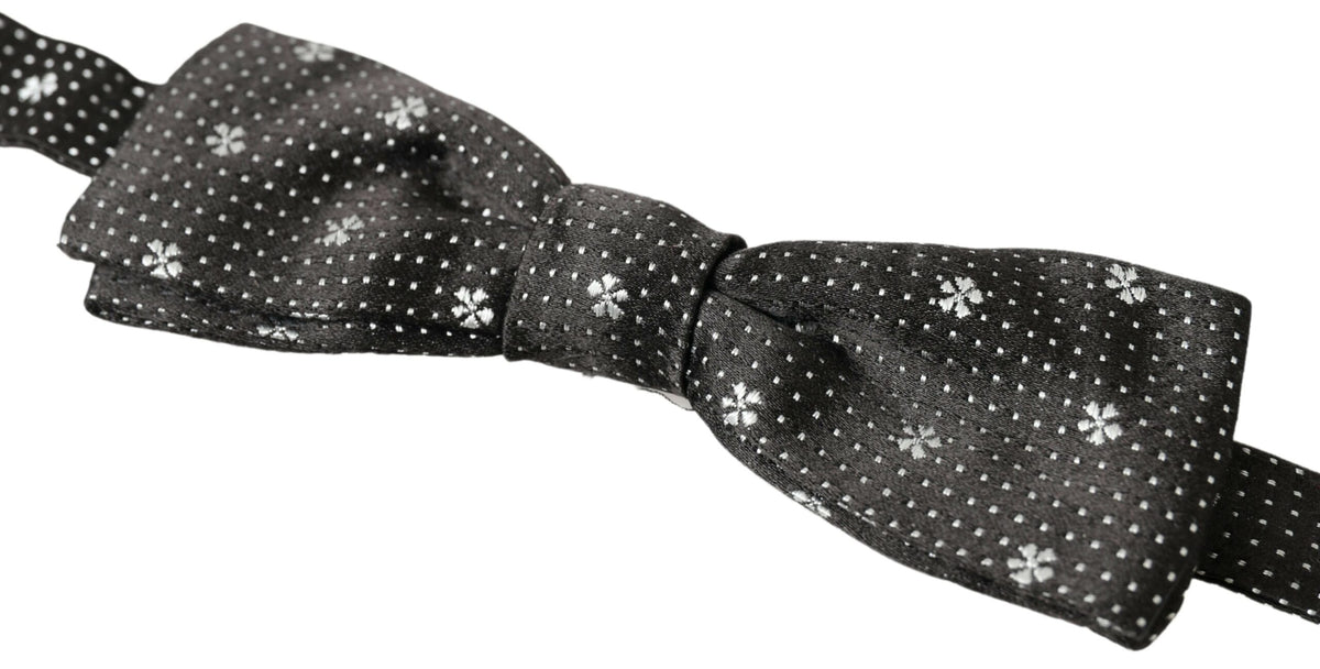 Nœud papillon ajustable en soie noire à motifs Dolce &amp; Gabbana pour homme