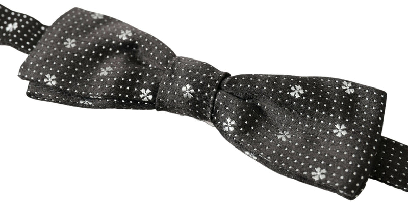 Nœud papillon ajustable en soie noire à motifs Dolce &amp; Gabbana pour homme