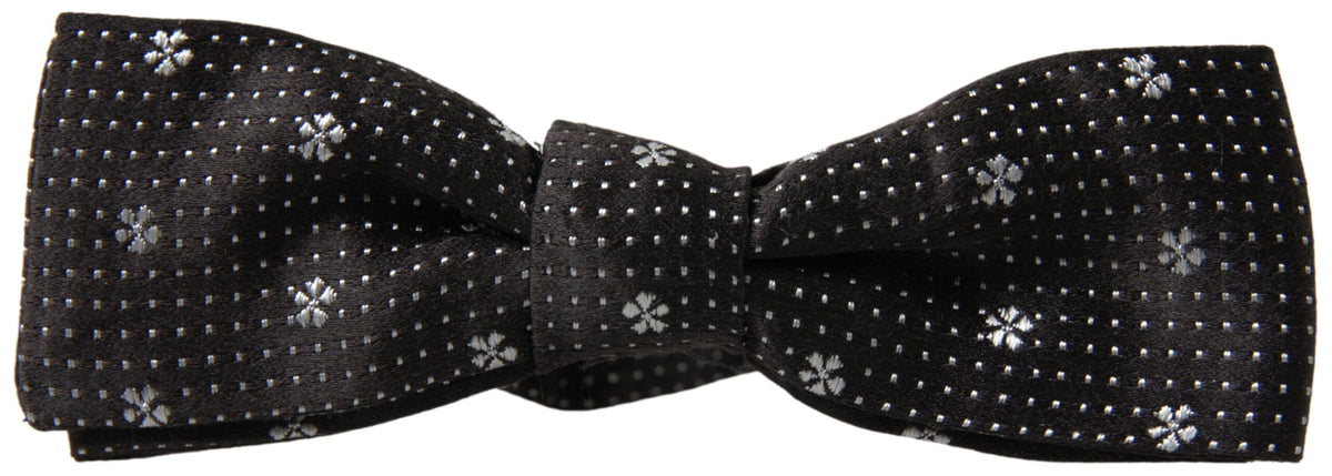 Nœud papillon ajustable en soie noire à motifs Dolce &amp; Gabbana pour homme