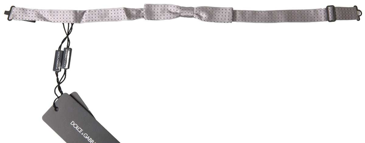 Nœud papillon ajustable en soie grise à pois Dolce &amp; Gabbana pour homme