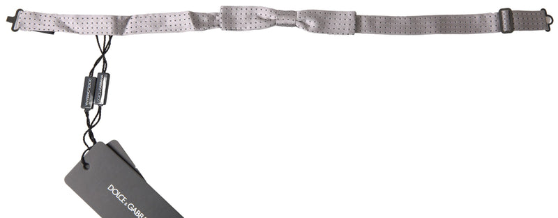 Nœud papillon ajustable en soie grise à pois Dolce &amp; Gabbana pour homme