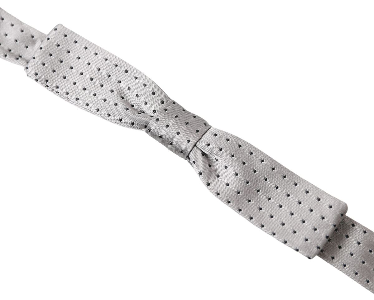 Nœud papillon ajustable en soie grise à pois Dolce &amp; Gabbana pour homme