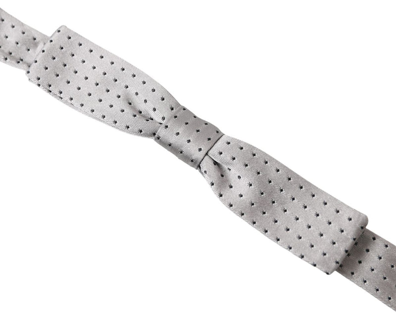 Nœud papillon ajustable en soie grise à pois Dolce &amp; Gabbana pour homme