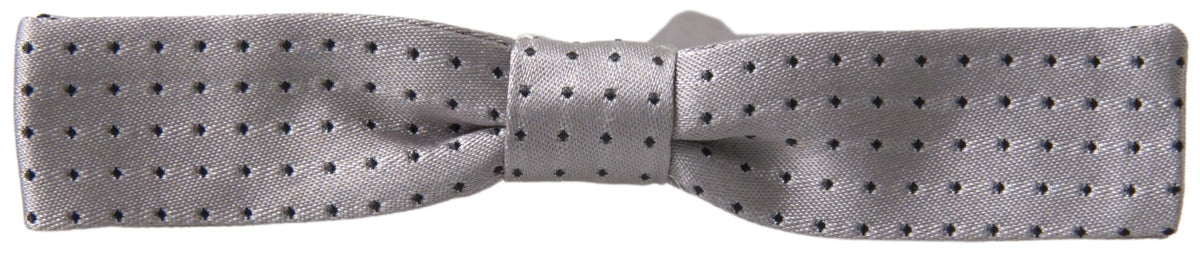 Nœud papillon ajustable en soie grise à pois Dolce &amp; Gabbana pour homme