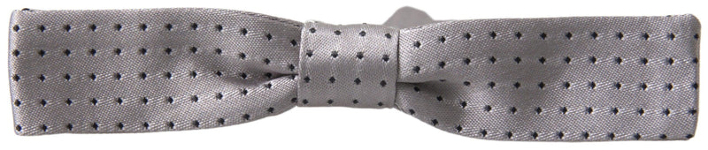 Nœud papillon ajustable en soie grise à pois Dolce &amp; Gabbana pour homme