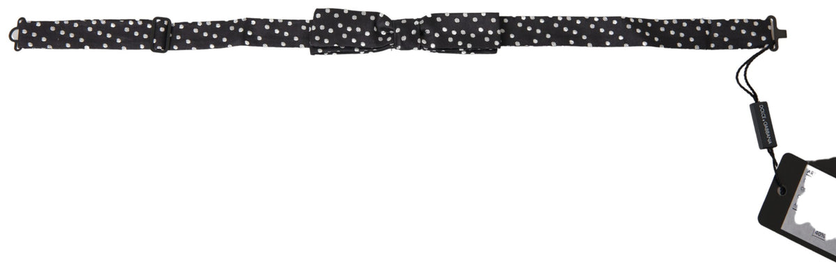 Nœud papillon ajustable en soie noire à pois Dolce &amp; Gabbana pour homme