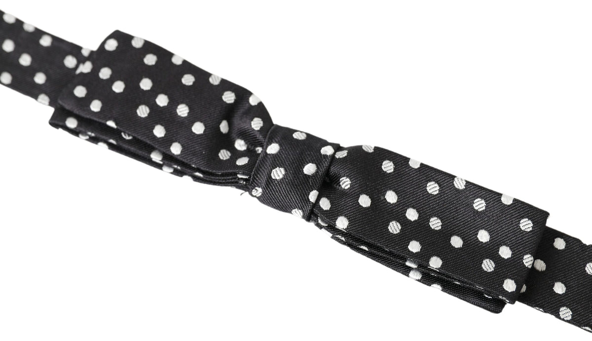 Nœud papillon ajustable en soie noire à pois Dolce &amp; Gabbana pour homme