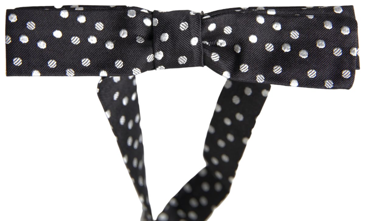Nœud papillon ajustable en soie noire à pois Dolce &amp; Gabbana pour homme