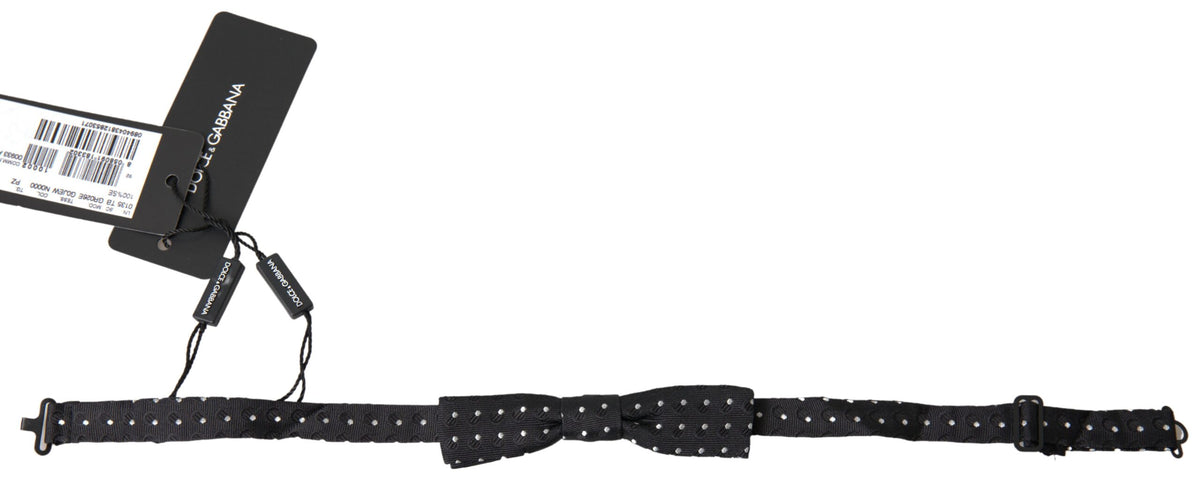 Nœud papillon ajustable en soie noire à pois Dolce &amp; Gabbana pour homme