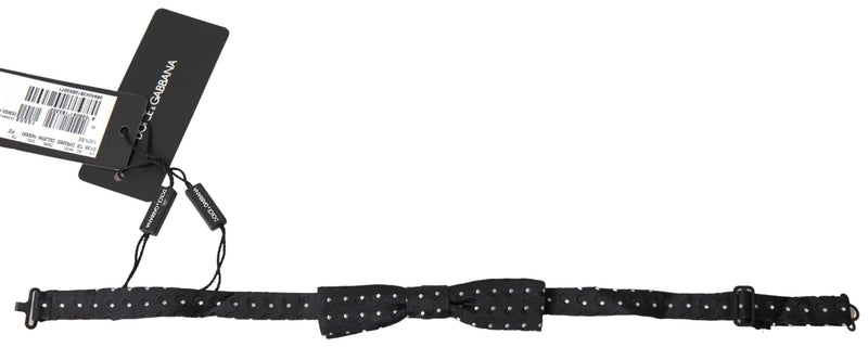 Nœud papillon ajustable en soie noire à pois Dolce &amp; Gabbana pour homme