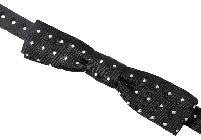 Nœud papillon ajustable en soie noire à pois Dolce &amp; Gabbana pour homme