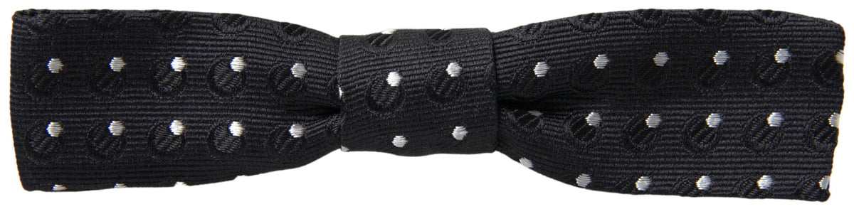 Nœud papillon ajustable en soie noire à pois Dolce &amp; Gabbana pour homme