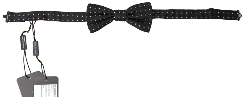 Nœud papillon ajustable en soie noire à pois Dolce &amp; Gabbana pour homme