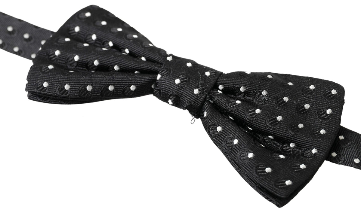 Nœud papillon ajustable en soie noire à pois Dolce &amp; Gabbana pour homme