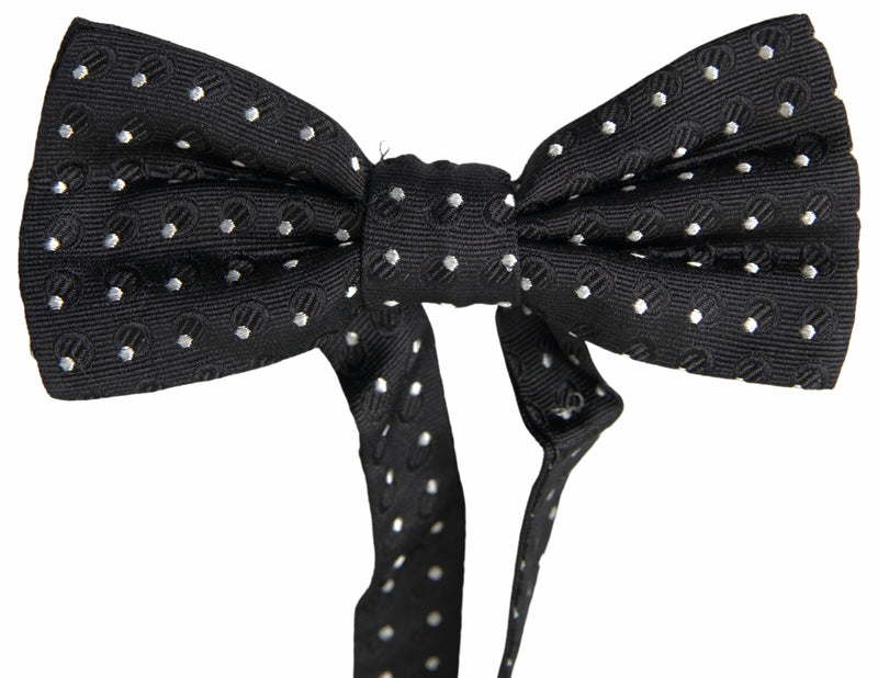 Nœud papillon ajustable en soie noire à pois Dolce &amp; Gabbana pour homme