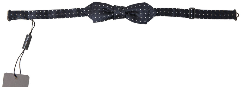 Nœud papillon ajustable en soie à pois bleus Dolce &amp; Gabbana pour homme