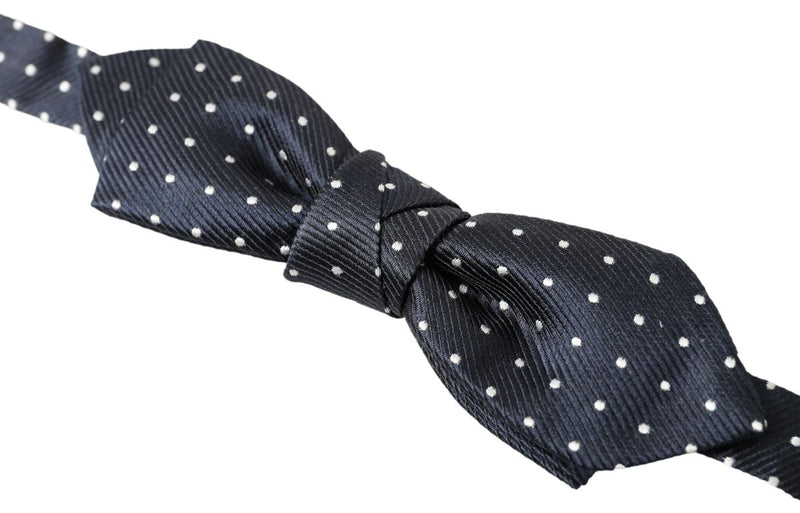 Nœud papillon ajustable en soie à pois bleus Dolce &amp; Gabbana pour homme