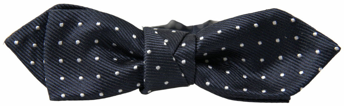 Nœud papillon ajustable en soie à pois bleus Dolce &amp; Gabbana pour homme