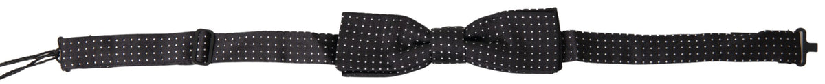 Nœud papillon ajustable en soie noire à pois Dolce &amp; Gabbana pour homme