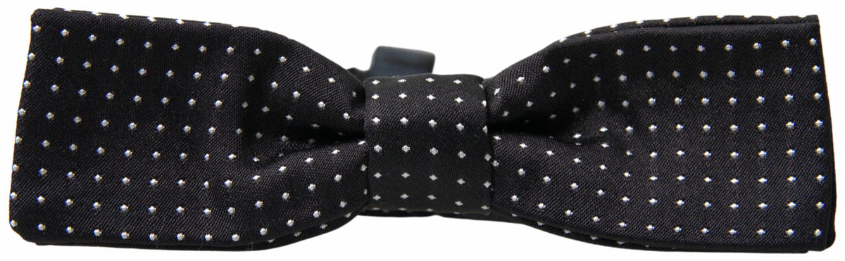 Nœud papillon ajustable en soie noire à pois Dolce &amp; Gabbana pour homme