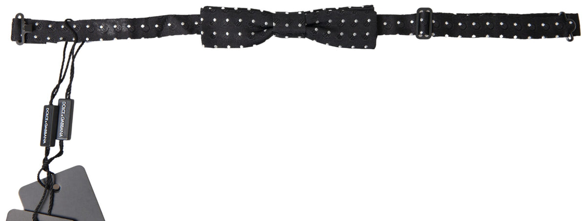 Nœud papillon ajustable en soie noire à pois Dolce &amp; Gabbana pour homme