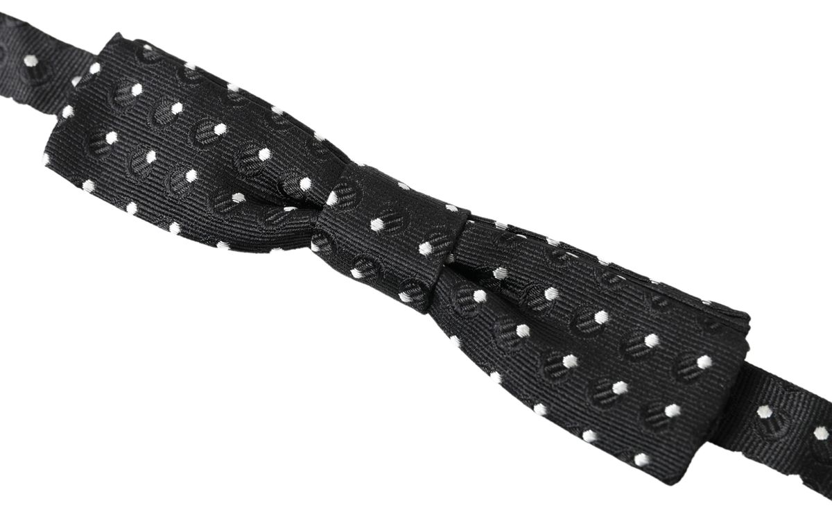Nœud papillon ajustable en soie noire à pois Dolce &amp; Gabbana pour homme