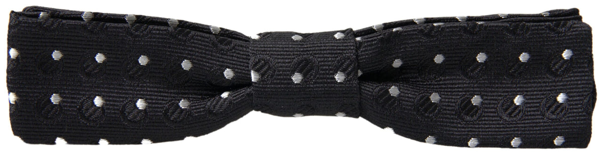 Nœud papillon ajustable en soie noire à pois Dolce &amp; Gabbana pour homme