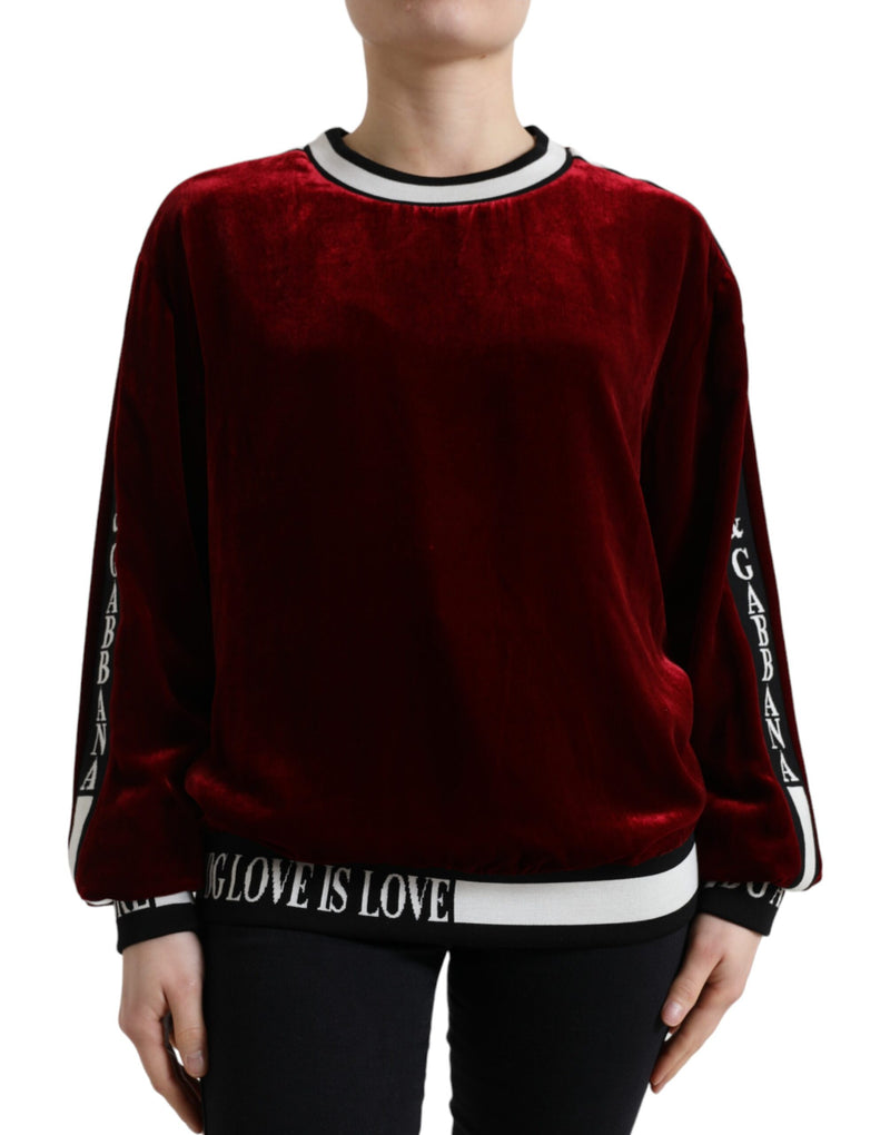 Pull en Velours Bordeaux à Col Rond Dolce & Gabbana