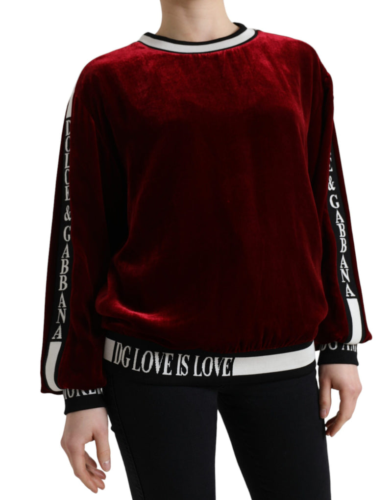 Pull en Velours Bordeaux à Col Rond Dolce & Gabbana