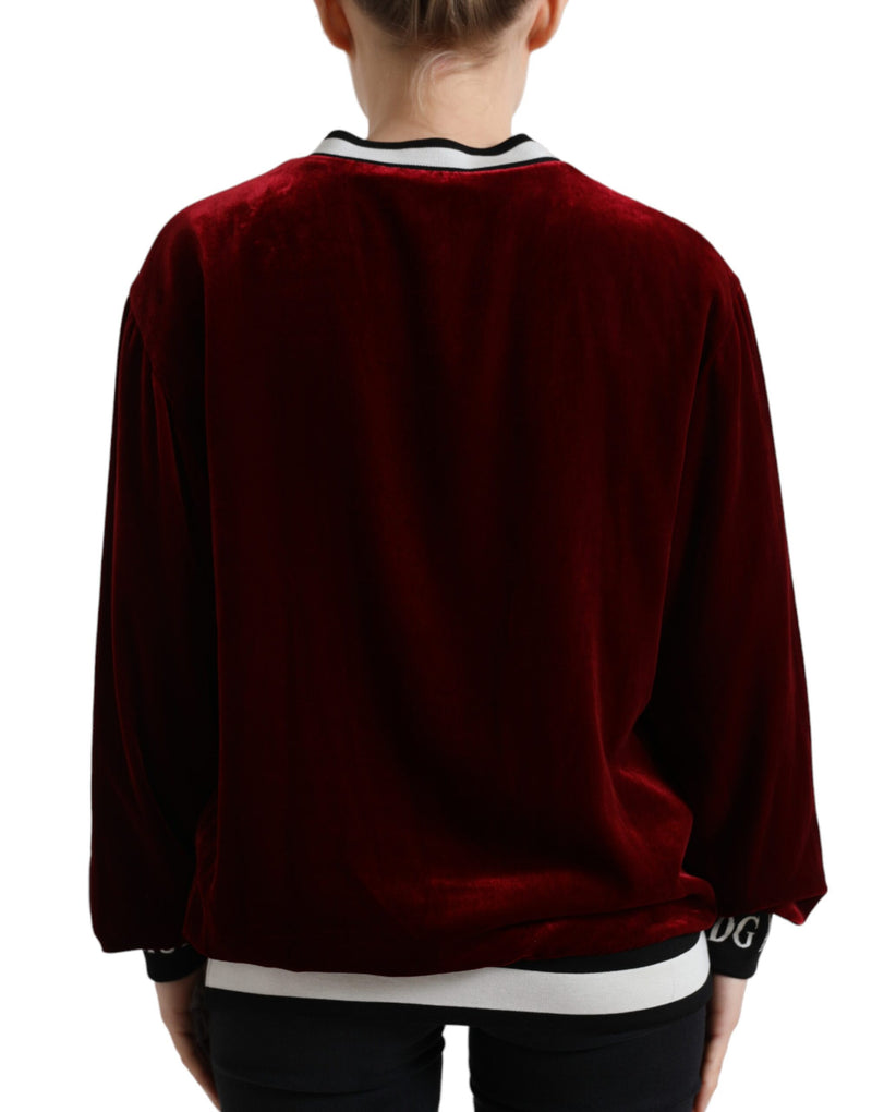 Pull en Velours Bordeaux à Col Rond Dolce & Gabbana