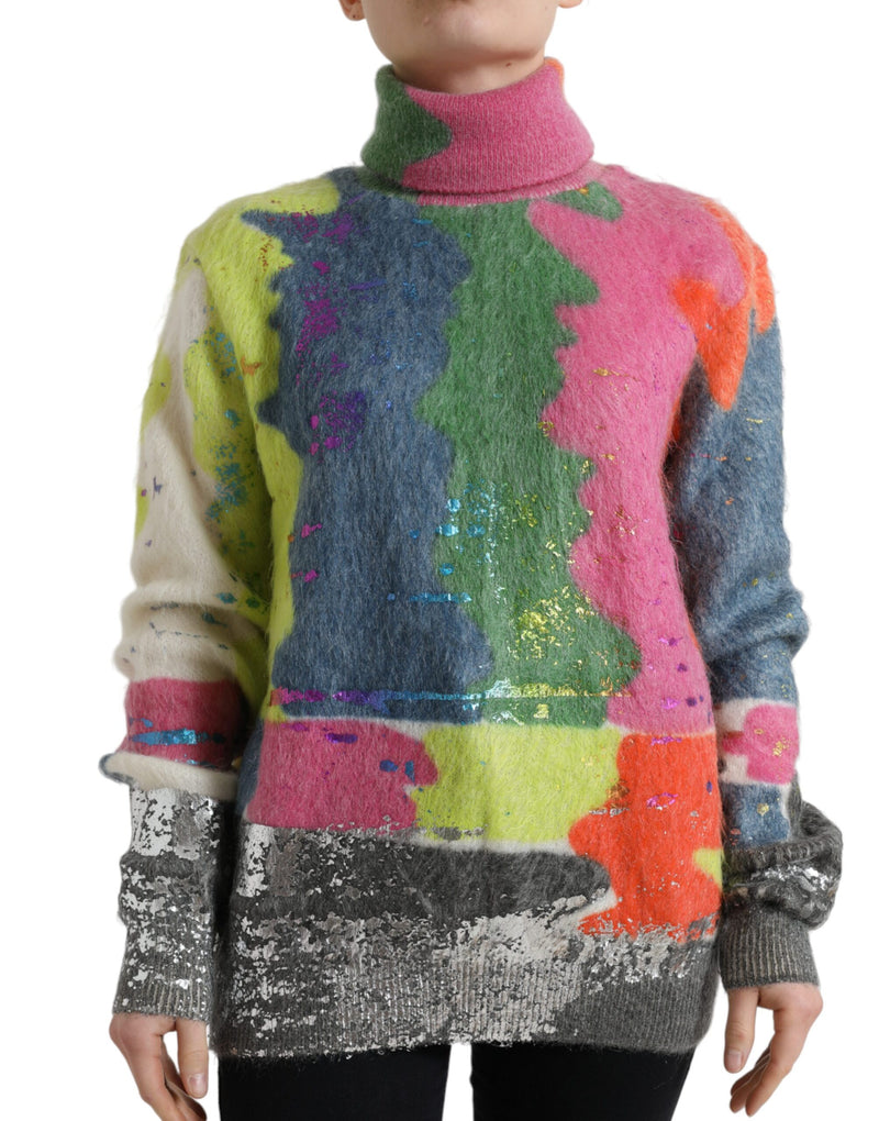 Dolce & Gabbana Pull Turtleneck Multicolore en Mohair