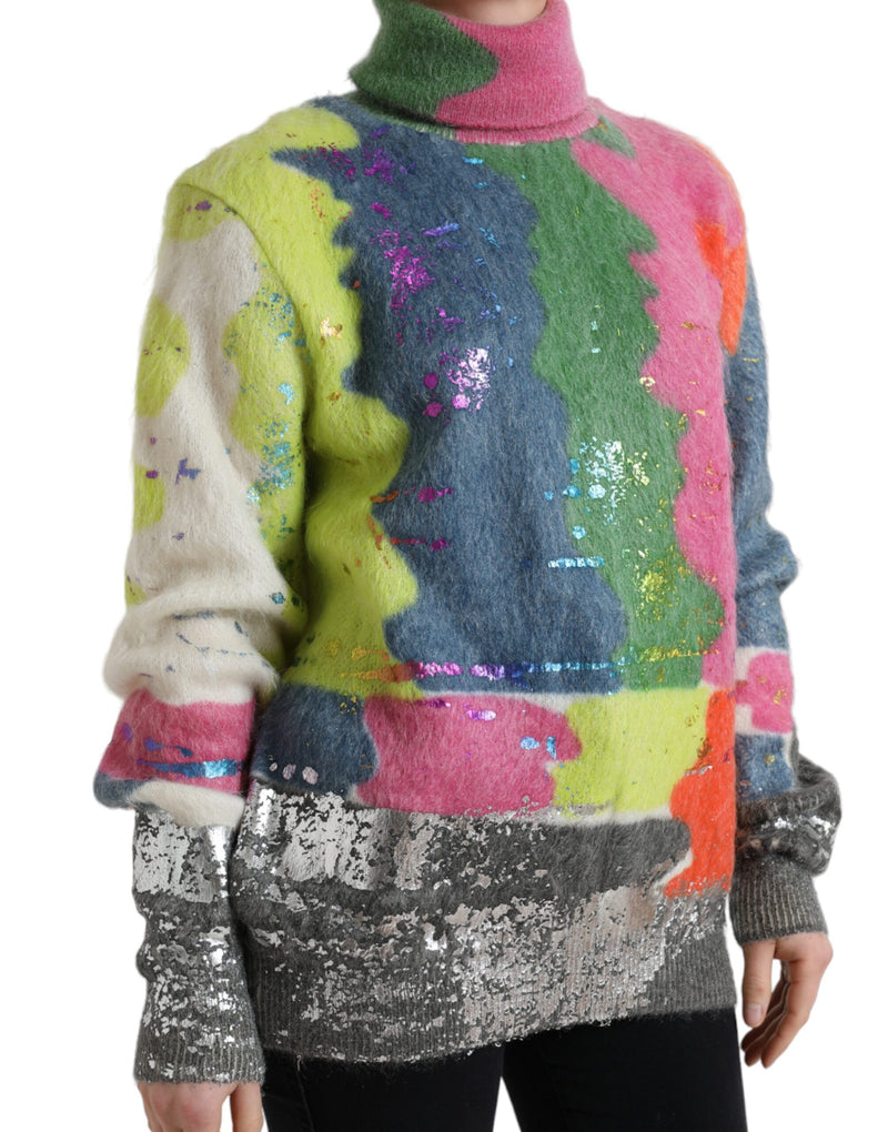 Dolce & Gabbana Pull Turtleneck Multicolore en Mohair