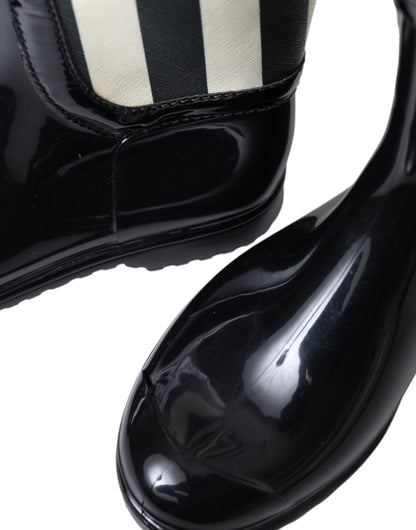 Dolce & Gabbana zwarte rubberen, platte, kniehoge laarzen