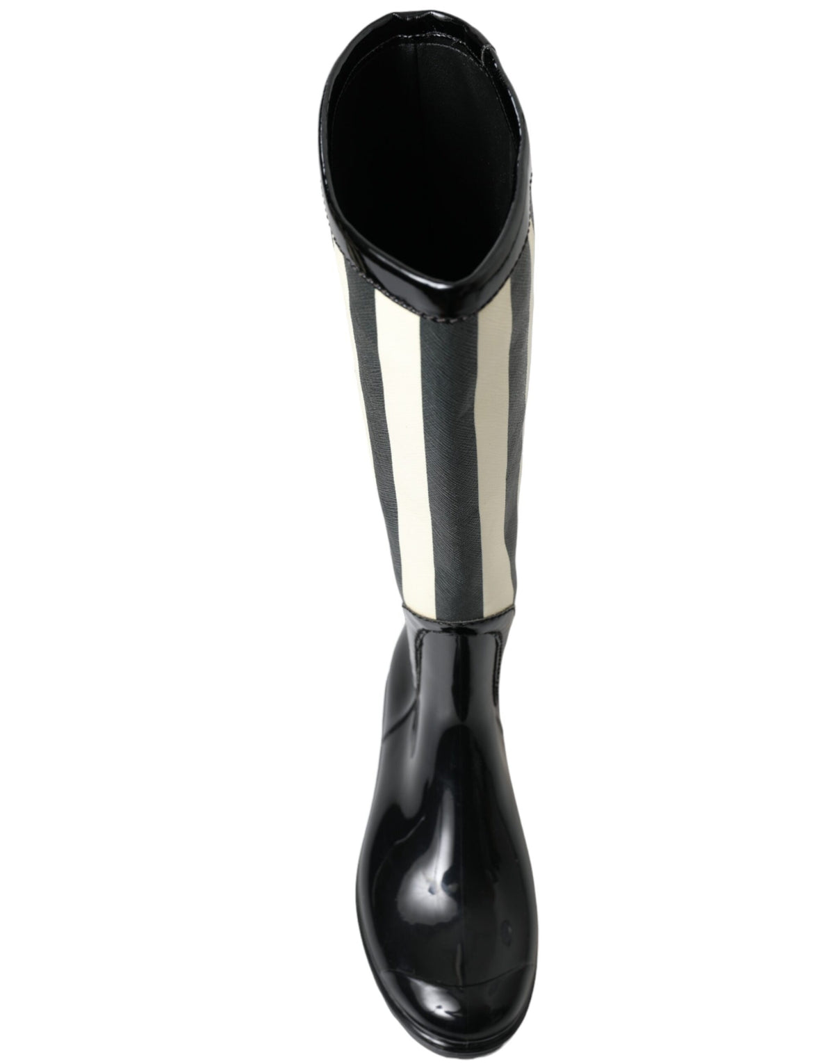 Dolce & Gabbana Black Rubber Knee High Flat Boots