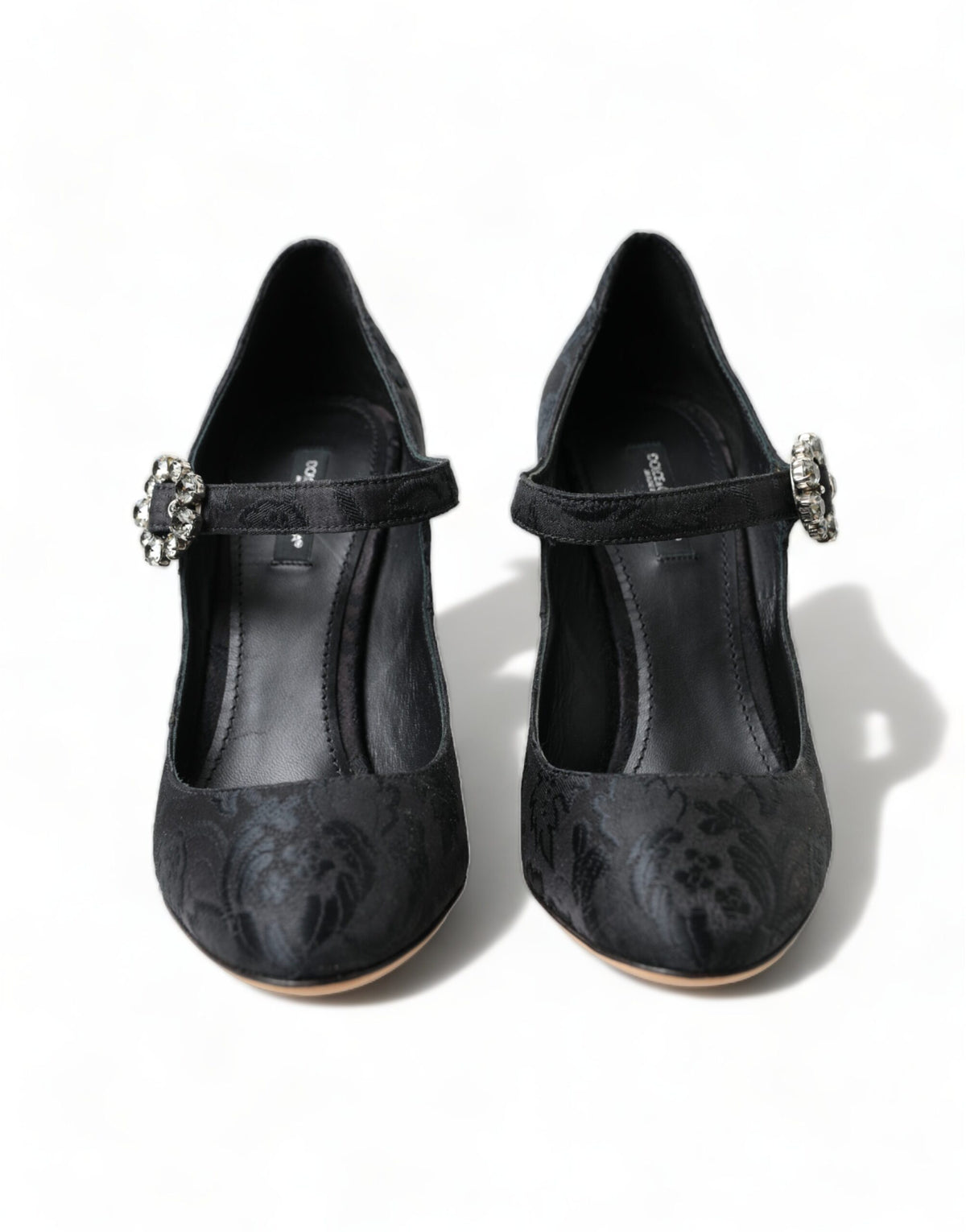 Dolce & Gabbana Black Brocade Mary Janes Heels Pumps