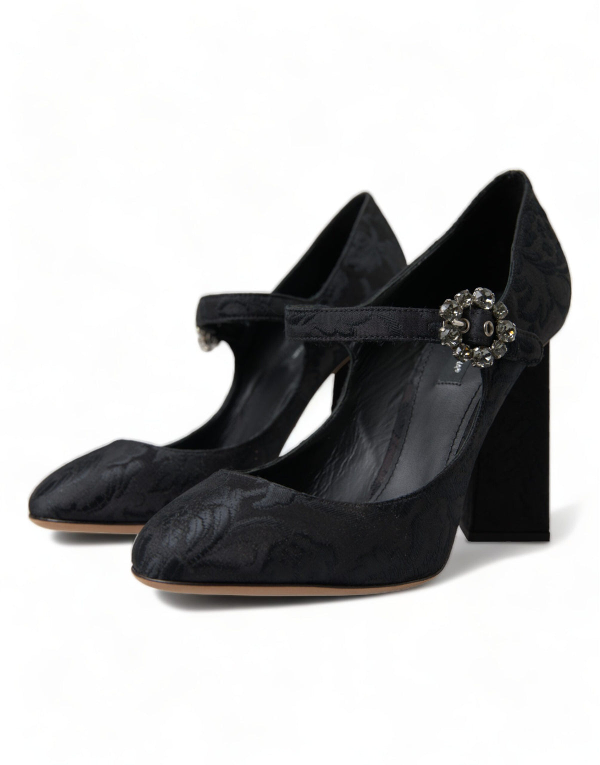 Dolce & Gabbana Black Brocade Mary Janes Heels Pumps