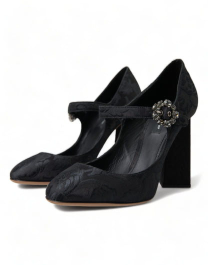 Dolce & Gabbana zwarte Mary Jane pumps van brokaat.