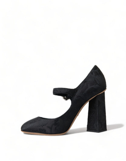 Dolce & Gabbana zwarte Mary Jane pumps van brokaat.
