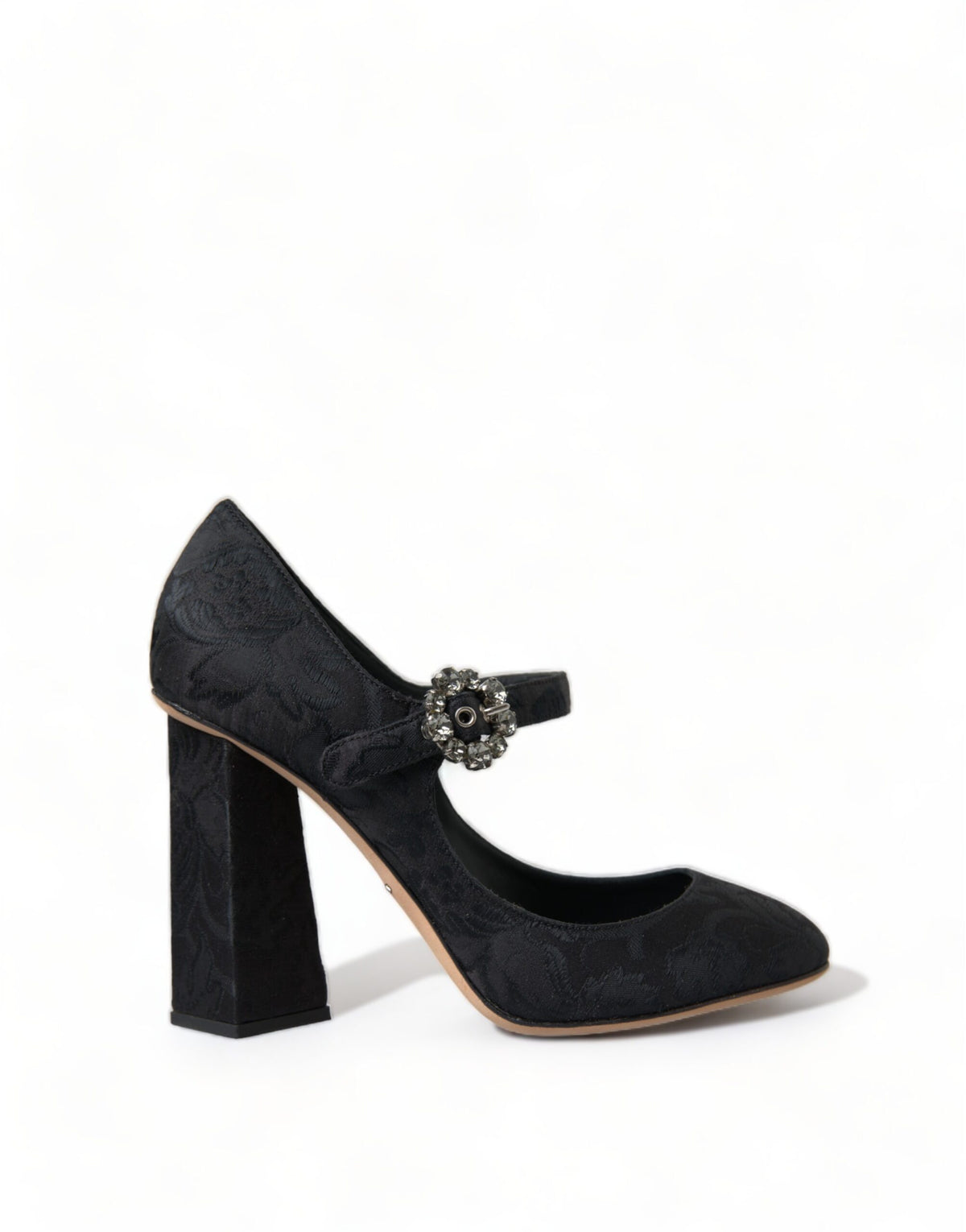 Dolce & Gabbana Black Brocade Mary Janes Heels Pumps