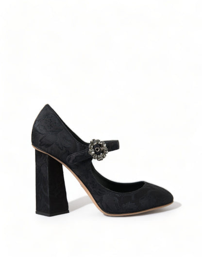 Dolce & Gabbana zwarte Mary Jane pumps van brokaat.