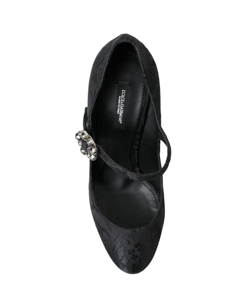 Dolce & Gabbana Black Brocade Mary Janes Heels Pumps