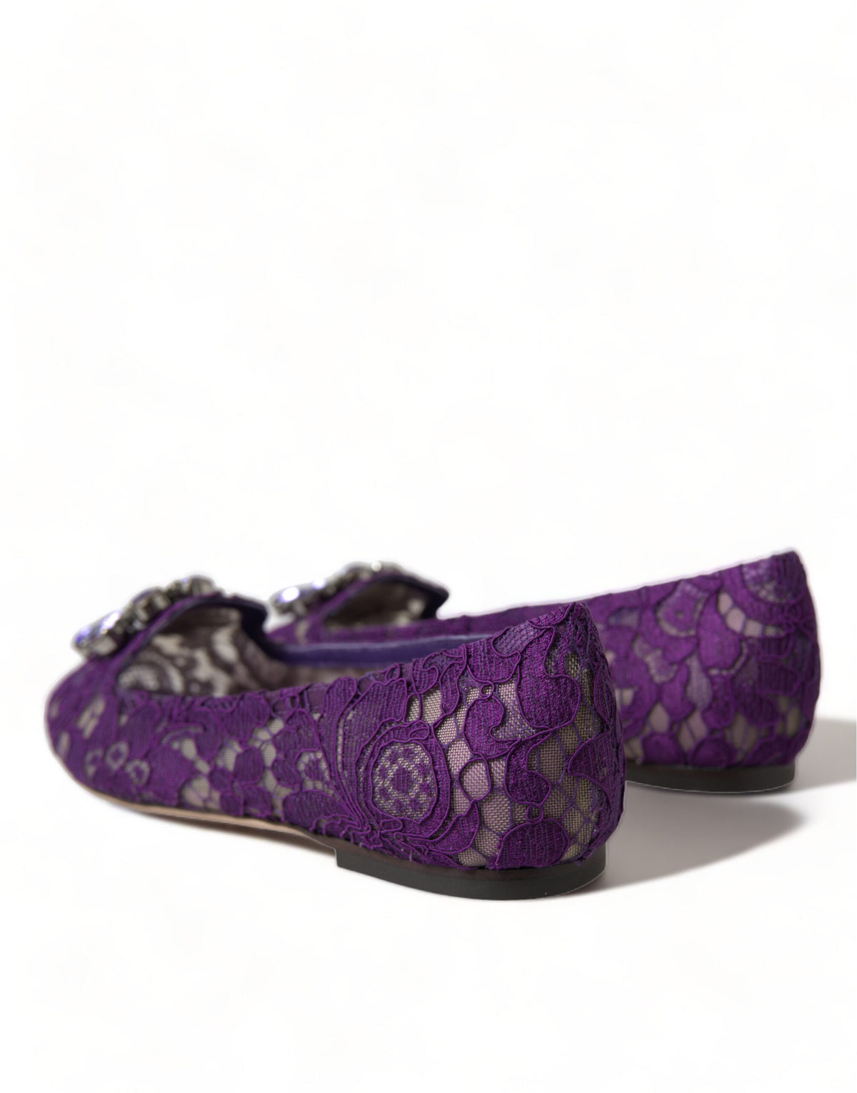 Dolce & Gabbana Purple Vally Taormina Lace Crystal Flats