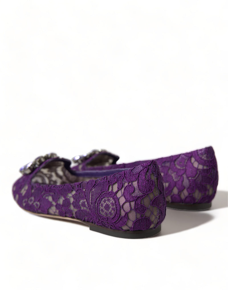 Dolce & Gabbana Purple Vally Taormina Lace Crystal Flats