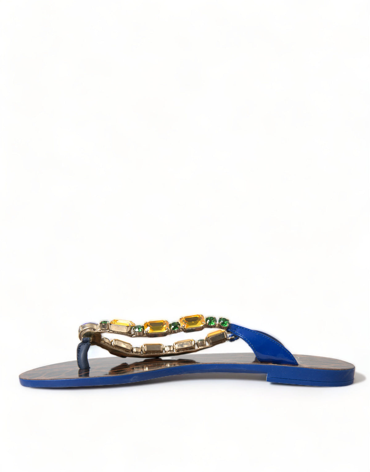 Dolce & Gabbana Blue Crystals Flats Sandals for Beachwear