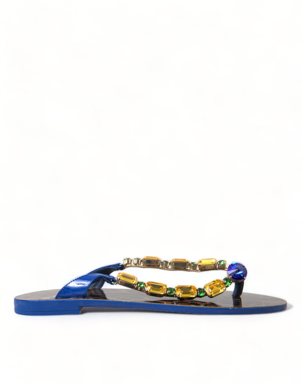 Dolce & Gabbana Blue Crystals Flats Sandals for Beachwear