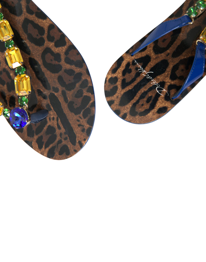 Dolce & Gabbana Blue Crystals Flats Sandals for Beachwear