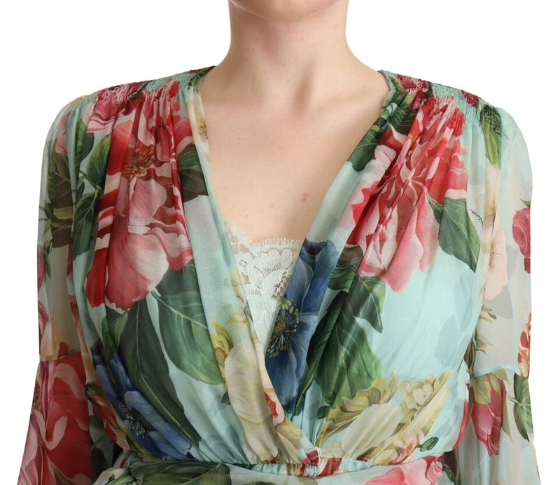 Robe Midi En Soie Multicolore Fleurie Dolce & Gabbana